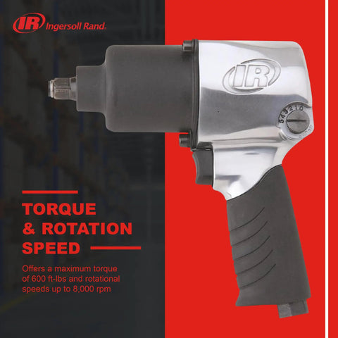 231C Half Inch Drive Air Impact Wrench With Beefy 600 Ft Lbs Torque, 8000 RPM, Twin Hammer on grey background
