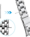 360 Piece Watch Band Pins Kit, Stainless Steel Cotter Pins, Replacement Link Pins For Watch Bands, 18 Sizes, close-up on pin in watch band