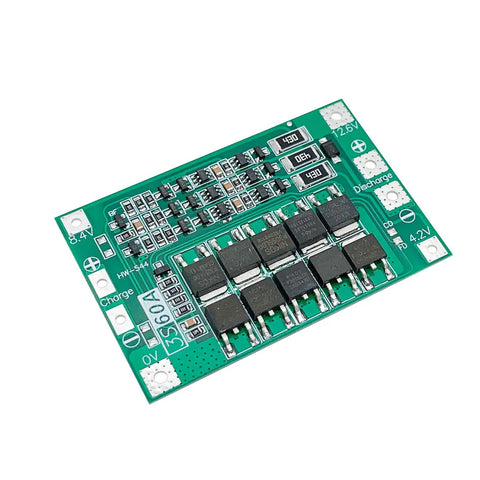Built Tough 18650 Li Ion Battery Protection Circuit Board With Auto Balance 3s 60a layout showing discharge and charge connections.