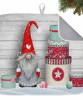 Cozy Holiday Dish Drying Mat With Gnome Design 18 By 24 Inches Absorbent Microfiber Surface And Cushioned Sponge For Quick Water Pickup