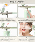 Steps to operate a Facial Oxygen Spray Machine High Pressure Nano Steamer With 0.3mm Nozzle Rechargeable Portable Nano Mist Injector