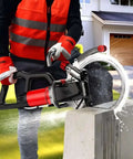 Heavy Duty Electric Brushless Circular Saw With Integrated Water Line And Pump For True Dust Free Concrete Wall And Stone Cutting Portable Masonry Groover cutting concrete block.