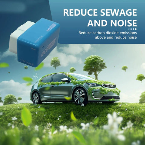 Two Pack OBD2 Fuel Saver Upgrade Plug And Plate For Diesel Vehicles, Boosts Power And Fuel Efficiency By Up To 15 Percent, Smoother Hills And Merges, Easy DIY Install, Blue Color, Broad Vehicle Compatibility product and eco-friendly car concept illustration.