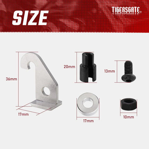 Front view of TIGERSGATE Twin Cam Easy Pull Clutch Lever Kit for Harley 2000-2017; silver lever bracket with hardware
