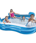 Family Inflatable Pool With Built In Seats Large 90 By 90 Inch Big Splash Center For All Ages Backyard Fun Thick Durable Kiddie Pool For Summer Parties 262 Gallon Water Capacity shown with children enjoying