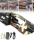 Heavy Duty Cordless Strapping Kit With Slick Auto Tensioning And Hot Melt Welding For No Sweat Box Sealing, camouflage design, portable packing rig.