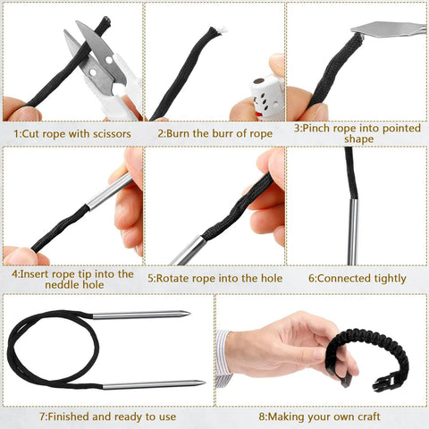 8-step guide using 12 Piece Paracord Fid Knotter Tool Set With Stainless Steel Marlinspike for cord craft