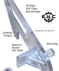 Top Rated Cabinet Shelf Support Clips With Sweet Pinch Locking Action For No Sweat Furniture Setup And Smooth Closet Organization Clear Plastic Replacement Hardware, side view with 5mm peg.