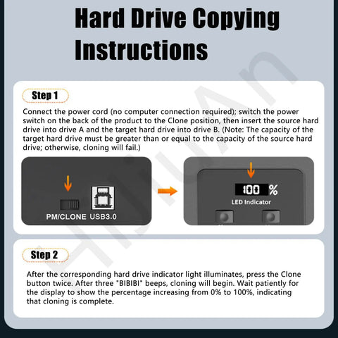 Hard Drive Copying Instructions for Rock Solid 5 Bay Hard Drive Duplicator with USB 3.0 cloning steps explained.