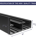 Detailed view of 6Ft Bypass Closet Door Hardware Kit Top Mounted Track System Heavy Duty Aluminum Smooth Quiet Sliding For Two Doors Fits Minimum 36.5 Inch Door Panel Width Black Finish