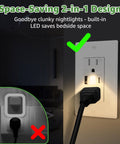 Fresh Vibe Night Light Wall Outlet Cover With Dual Usb Type A And C Fast Charging Ports Easy Toggle Switch Plate For Bedroom Kitchen Bath Home Upgrade Setup showcasing a space-saving design with integrated LED light.