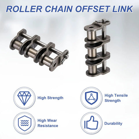 Top Quality ANSI #120 Roller Chain Offset Half Link Connector With 38.1mm Pitch Made From Heavy Duty Manganese Steel for industrial use.