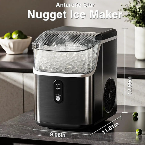 Nugget Ice Maker Countertop Portable Ice Machine With Scoop And Basket 34 Lbs Per 24 Hours Fast Ice Self Cleaning One Click