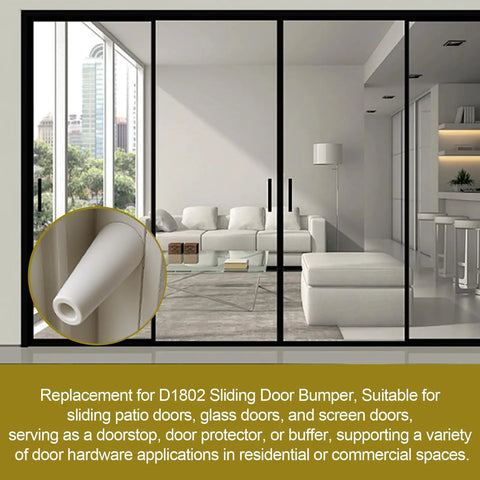 No More Door Bangs Heavy Rubber Sliding Stopper Replaces D1802 2 5/8 Inch shown in residential sliding door setting.