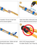 Super Durable Heat Shrink Butt Crimp Terminals 50 To 1200 Pack Waterproof Seal For AWG18 Wire Splice Kit, step-by-step use