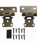 Self Closing Cabinet Hinges Half Inch Hidden Hinges For Doors Full Overlay Decorative For Antique Kitchen Bathroom RV Boat Campervan Bronze 2 Pcs Durable Easy Install With Smooth Close Action For Everyday Use Kitchens Bathrooms RVs Boats And Campers, includes 2 bronze hinges and screws set.