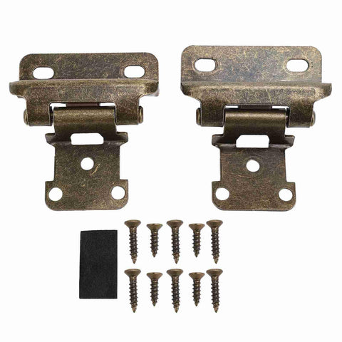 Self Closing Cabinet Hinge Set Half Inch Steel Semi Wrap Overlay For Kitchen Bathroom RV Boat Campervan, 2 Pack, Bronze Finish