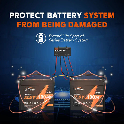 48V Battery Equalizer And Active Balancer For 24V 36V And 48V Banks with LiFePO4 batteries connected for protection.