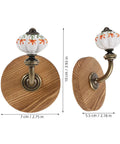 Old School Cool Antique Ceramic Wall Hooks With Rock Solid Wood Base. Handpainted porcelain on solid timber, 10cm height.