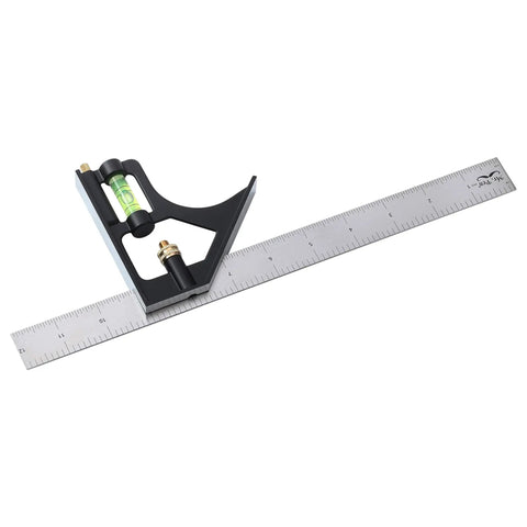 Pro Grade 12 Inch Heavy Duty Combination Square Set For Carpentry And Woodworking, Durable Stainless Steel Blade with Level