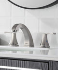 Widespread Double Handle Bathroom Faucet With Pop Up Drain And cUPC Supply Lines In Brushed Nickel for modern sink