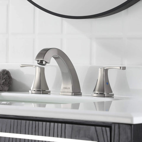 Widespread Double Handle Bathroom Faucet With Pop Up Drain And cUPC Supply Lines In Brushed Nickel for modern sink