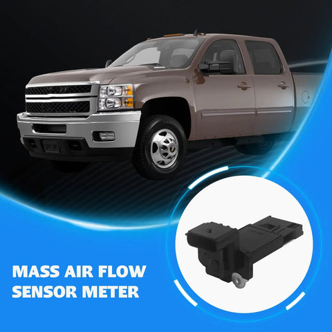 Mass Air Flow MAF Sensor Replacement For GMC Acadia And Chevrolet Malibu 2012 2022 - Fits Canyon Yukon Terrain Sierra Savana And More - OE-Quality MAF Sensor For Better Idle Throttle Response And MPG, Easy Install, Reliable Performance. Black plastic MAF sensor meter shown with GMC truck.