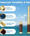Old School Retro Pirate Spyglass 25x30 Portable Collapsible Telescope Handheld Monocular With Compass Vintage Style For Camping Hunting Boating Gifts And Outdoor Adventure, gold-plated with leather case