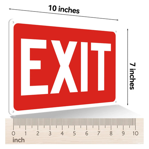 5 Pack Exit Signs For Doors And Walls, High Visibility Red Safety Stickers, Premium Self Adhesive Vinyl, Easy To Install, Durable Wall Or Door Mount, Ideal For Office Buildings, Schools, Retail Stores, And Commercial Spaces. 10x7 inch red EXIT sign