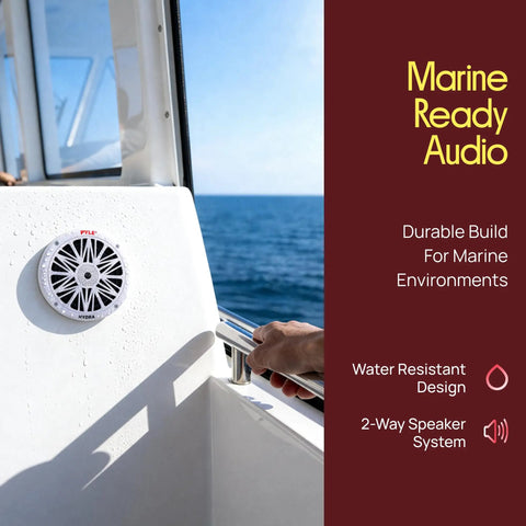 6.5 Inch Dual Marine Speakers Built For Outdoor Bumpin Sound, Waterproof And Weather Resistant, 2 Way Stereo, 200 Watt Peak Power