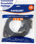 Slim Cat6 Ethernet Patch Cables 3 Ft, 10-Pack, 250 MHz, Snagless Boot, 30 AWG, Gold Plated Contacts, Resealable Package
