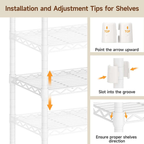 Installation guides for Extra Large Industrial Pipe Clothing Rack With Five Tier Shelves And Hanging Rods Freestanding Portable Closet Organizer System 88.6 Inches Wide Beefed Up Heavy Duty Wardrobe Holds Up To 1300 Lbs White