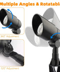 2 Pack Low Voltage LED Landscape Spotlight Set 12V 5W 450 Lumen Warm White Cast Aluminum Outdoor Lights rotatable head