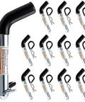 12 Pack Five Eighth Inch Trailer Hitch Pins And Clips With Galvanized Coated Vinyl Black Grip Solid Steel Trailer Accessories
