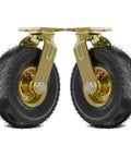 Two Pack 10 Inch Rolling Plate Caster Wheels With Quiet Rubber Knobby Treads, Heavy Duty Bearings, Superior Shock Absorption