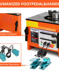 Heavy Duty 1600W Electric Rebar Bender Machine For 1 Inch Steel Rods with foot pedals and operational controls.