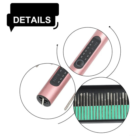 Go-To Cordless Rotary Tool Kit With 3 Speed Engraving Pen And LED Display, 25W Drill Grinder For Carving, Polishing And Cutting, 3.6V Portable Power Tool For DIY Projects And Light Pro Work, pink body with bit set