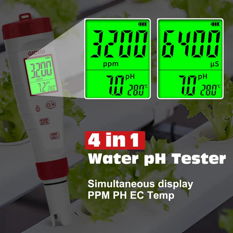 4 In 1 Digital Water Tester With Backlit Display For pH TDS EC And Temperature Ideal For Drinking Water Hydroponics Pools And Home Use No Fuss Quick Reads And Easy To Read.