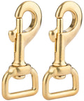 Solid Brass Swivel Bolt Snap Hooks Three Eighths Inch Opening Three And One Eighth Inch Length Seven Eighths Inch Eye, set of 2