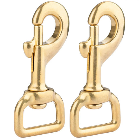 Solid Brass Swivel Bolt Snap Hooks Three Eighths Inch Opening Three And One Eighth Inch Length Seven Eighths Inch Eye, set of 2