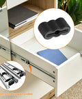 20 Pack Black Drawer Stoppers And Slide Bumpers Rubber End Stops for kitchen cabinets showing bumper placement on drawer.