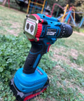 Badass 21V Rechargeable Cordless Drill Kit with 10mm Keyless Chuck and Dual Speed Settings Featuring Two Long Lasting Lithium Batteries Plus 24 Versatile Bits for Killer Home Reno and DIY Projects on grass