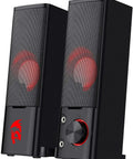 GS550 2.0 Channel Desktop PC Gaming Speakers Bar with USB Power and 3.5mm Cable, headphone jack, red backlit design