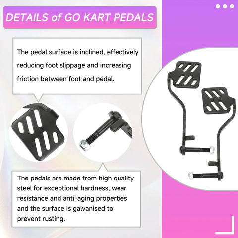 Details of Go Kart Brake And Throttle Pedal Kit With 71 Inch Throttle Cable Replacement For Predator 212cc and 196cc Karts.