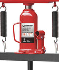 Close-up of 12-Ton Hydraulic Shop Press With Heavy-Duty H-Frame All-Steel Construction Lead-Free Rust-Resistant Finish.