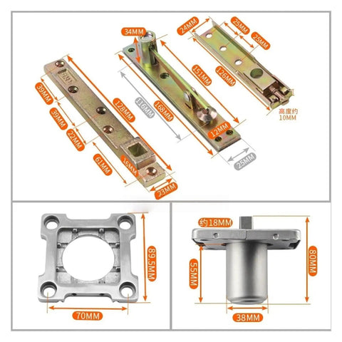 Heavy Duty Pneumatic Door Hinges Two Pack Built Tough Solid Zinc Alloy 360 Degree Swivel Pivot detailed measurements.