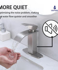 Single Handle Vessel Sink Faucet Matte Black With Wide Waterfall Spout demonstrating quiet water flow feature