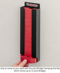Rack It Wall Mount Clamp Pad Organizer For Joint Bridges, Keeps Up To 12 Bridges, Dispenses Pads One At A Time, Handy Storage Solution For Woodworking Shops, black and red wall rack