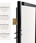 Close-up of Compact 3 Ft Double Cross Shoji Room Divider In Black 5 Panels with spruce wood frame and rice paper panels