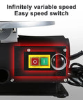 Professional Desktop Scroll Saw With Tiltable Metal Work Table Bright Led Lamp And Quick Speed Adjustments For Killer Curve Cuts Across Wood Plastic And Thin Sheet Metal Projects speed control switch close-up